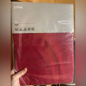 IKEA Sova Red Cotton Twin Fitted Sheet - Solid color